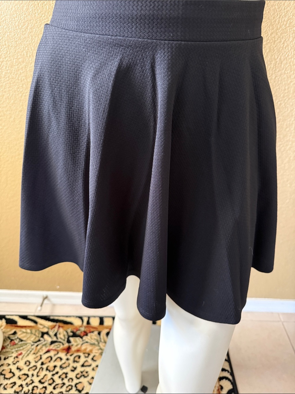 Olsenboye Black Textured Flared Mini Skirt
